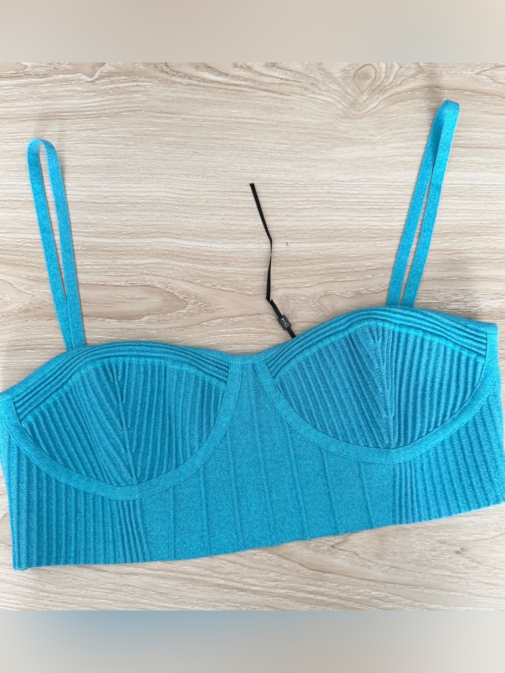 Retrofete Large Gabi Bandage Knit Top Blue Shimmer Rave Nightclub Party Bustier